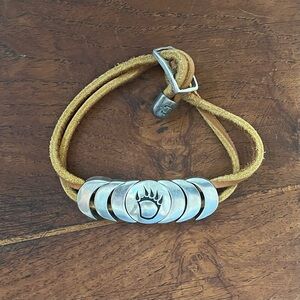 STRENGTH Bearclaw Silver toned and Leather Unisex Bracelet